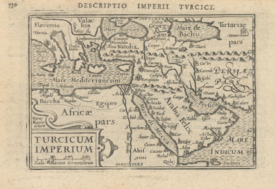 Turcicum Imperium by Bertius / Langenes. Ottoman Empire. Middle East 1603 map (1 of 1)