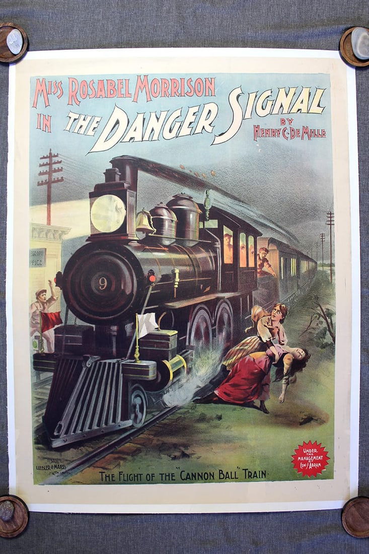 The Danger Signal (1891) 20.25x40.5 US Theater Poster LB: The Danger Signal (1891) 20.25x40.5 US Theater Poster LB, Please refer to the attached photos to determine the condition of this original vintage item. Note: LB means Linen Backed. Ready for you to fr