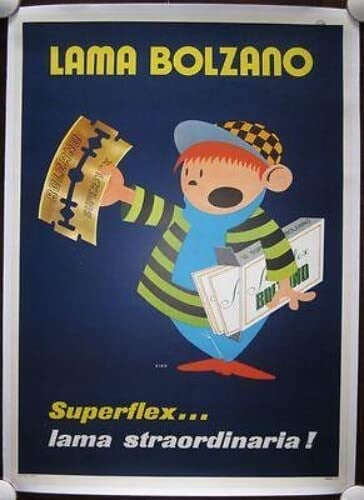 Lama Bolzano - Art By Ciac (1950) 39.5x55.5 Italian Advertising Poster LB: Lama Bolzano - Art By Ciac (1950) 39.5x55.5 Italian Advertising Poster LB, Please refer to the attached photos to determine the condition of this original vintage item. Note: LB means Linen Backed. Re