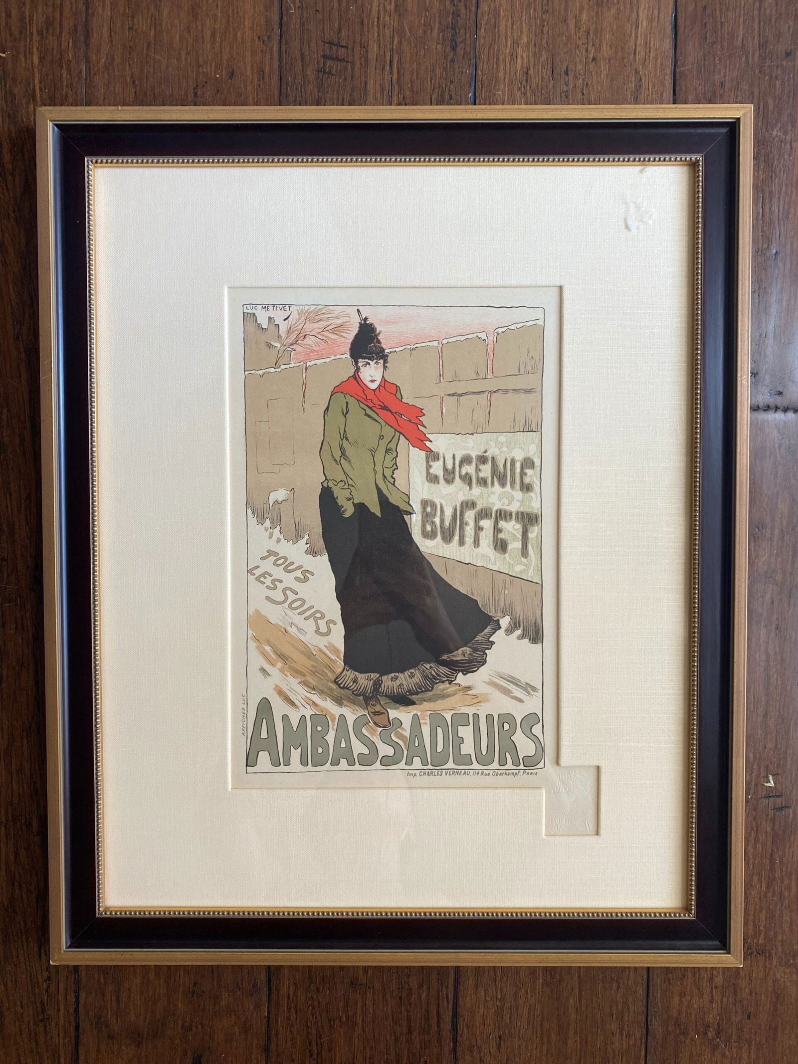 Ambassadeurs - Art By Lucien-Francois (1898) 8x12.25 French Poster - Framed: Ambassadeurs - Art By Lucien-Francois (1898) 8x12.25 French Poster - Framed, Please refer to the attached photos to determine the condition of this original vintage item. Note: LB means Linen Backed.