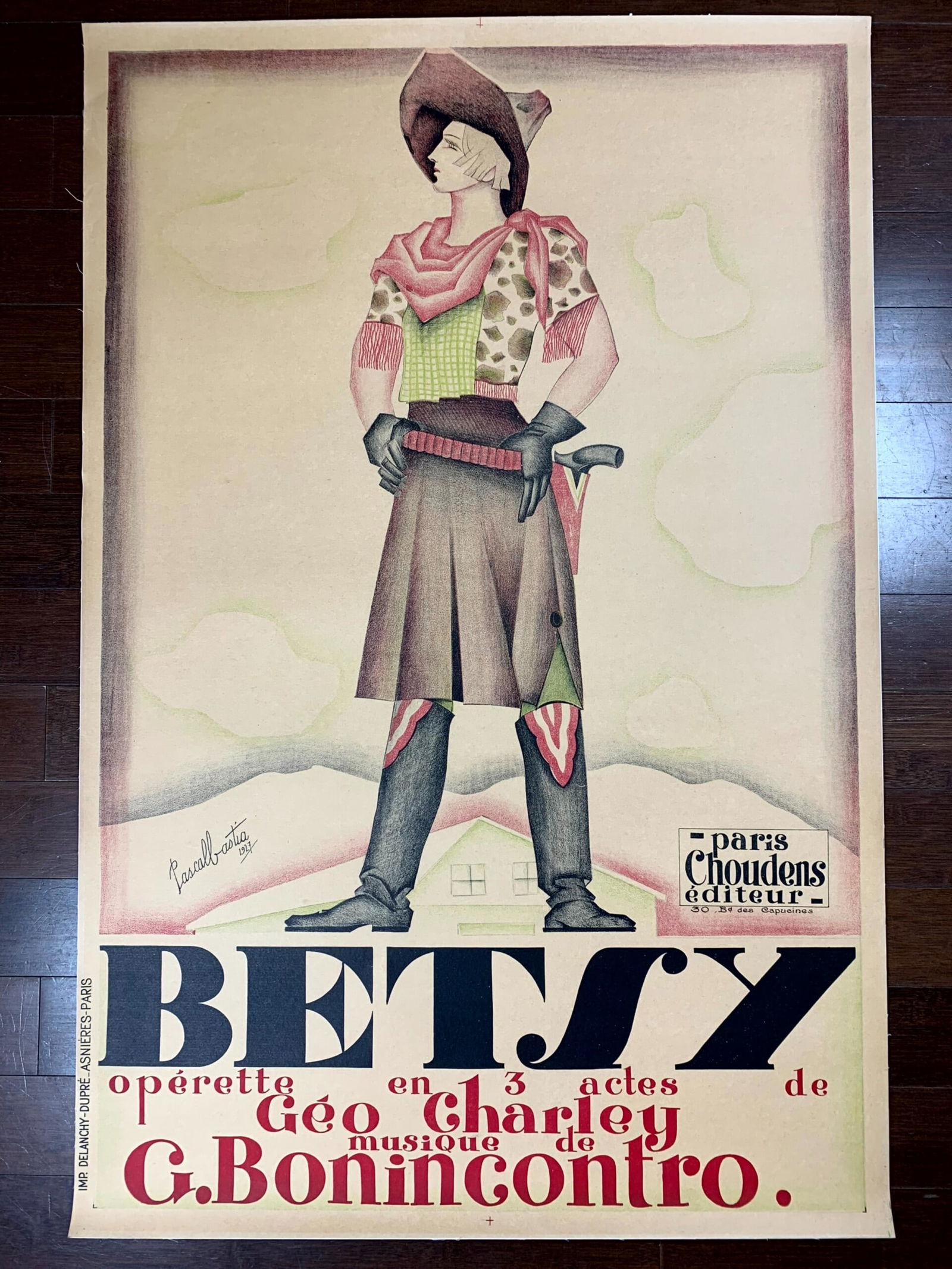Betsy - Art By Pascal Bastia (1927) 31.25x47.25 French Theater Poster LB: Betsy - Art By Pascal Bastia (1927) 31.25x47.25 French Theater Poster LB, Please refer to the attached photos to determine the condition of this original vintage item. Note: LB means Linen Backed. Rea