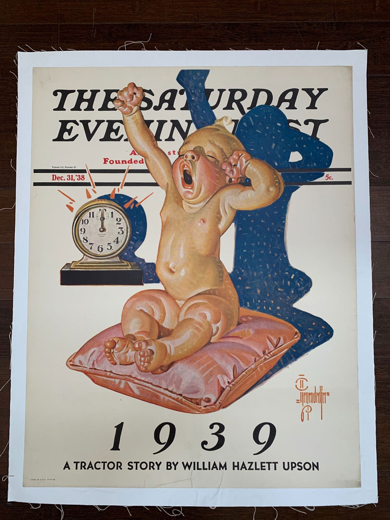 Saturday Evening Post - Art By J.C. Leyendecker (1938) 22x28 US Newstand Poster: Saturday Evening Post - Art By J.C. Leyendecker (1938) 22x28 US Newstand Poster, Please refer to the attached photos to determine the condition of this original vintage item. Note: LB means Linen Back