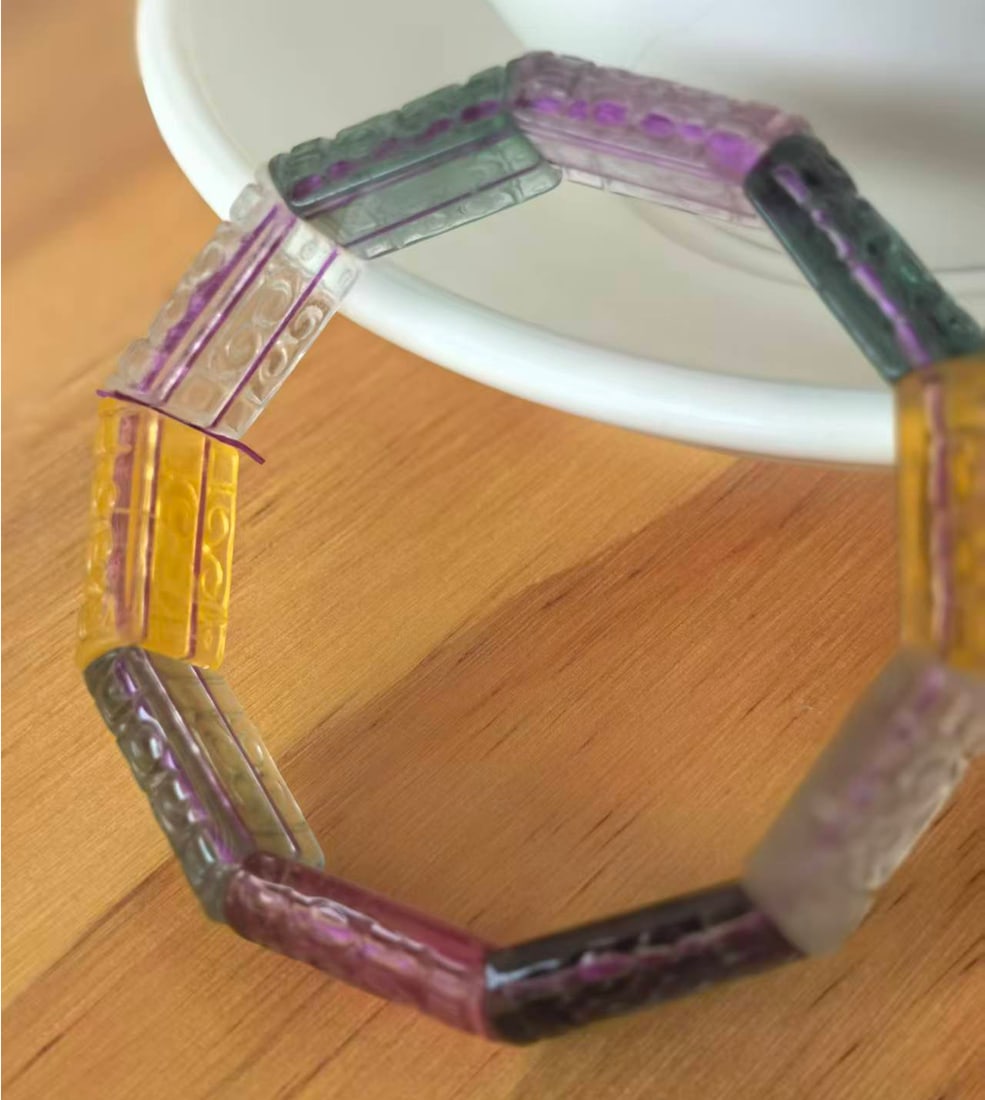 Natural Fluorite Retro Cameo Bracelet (1 of 7)