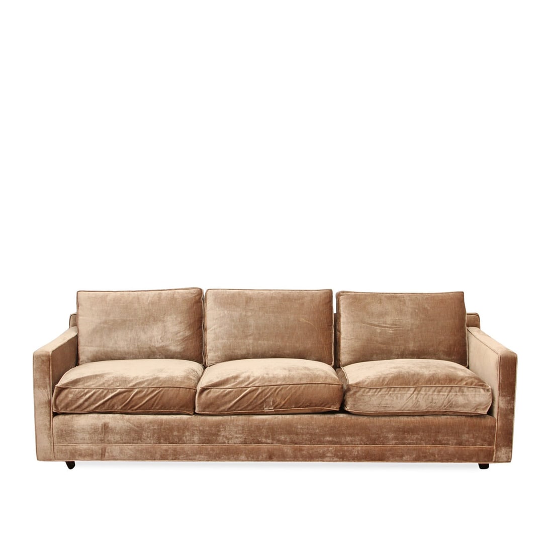 Vintage MCM Sofa Newly Upholstered in Kravet Velvet Fabric C1940s: Title: Vintage MCM Sofa Newly Upholstered in Kravet Velvet Fabric C1940s Description: Introducing a classic piece of history – a Vintage Mid-Century Modern gem, lovingly restored and newly uphol