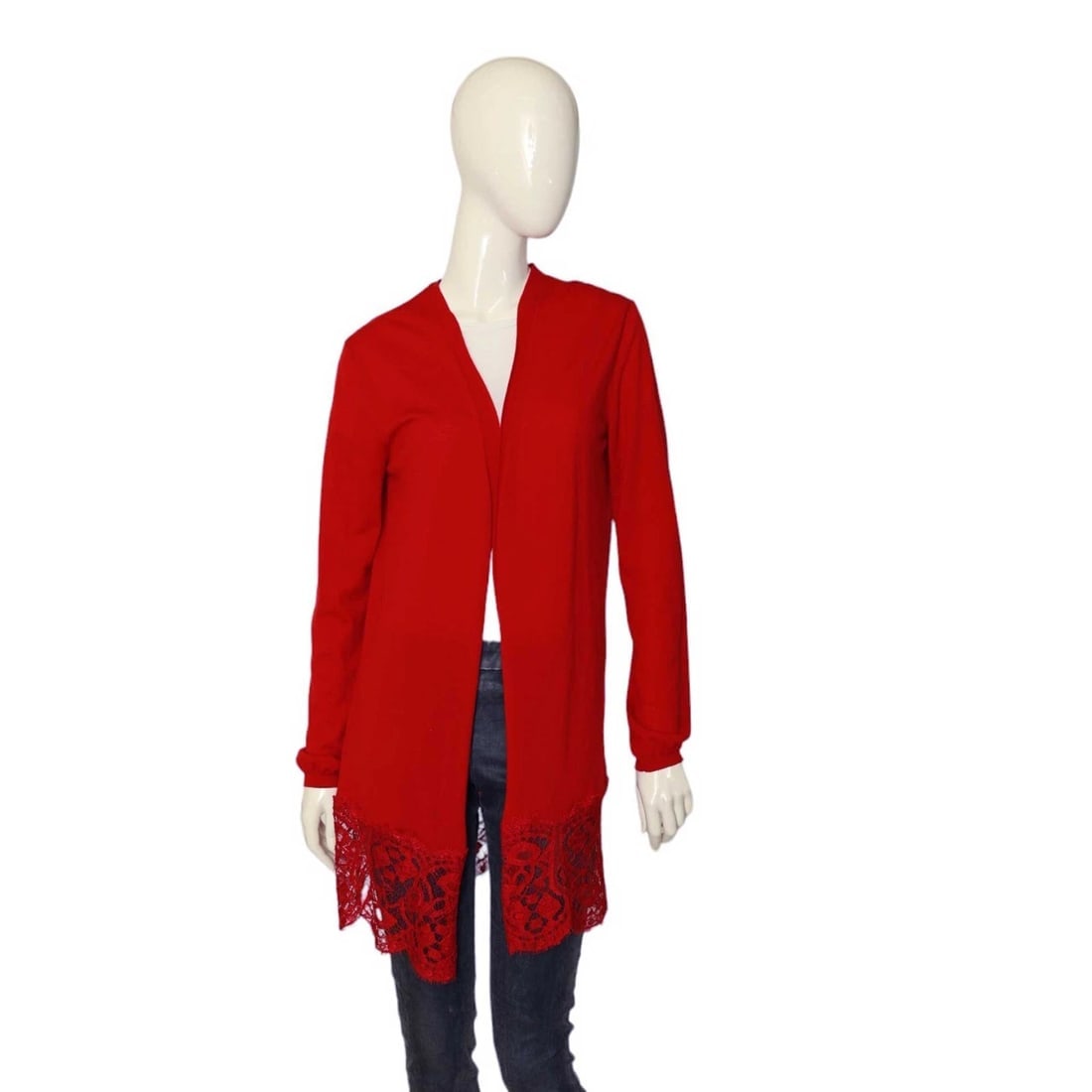 Emilio Pucci Red Virgin Wool Knit & Lace Open front Cardigan Cardi size L: Title:Emilio Pucci Red Virgin Wool Knit & Lace Open front Cardigan Cardi size L Description:Emilio Pucci Red Virgin Wool Knit & Lace Open front Cardigan Cardi size L This Emilio Pucci cardigan is a wa