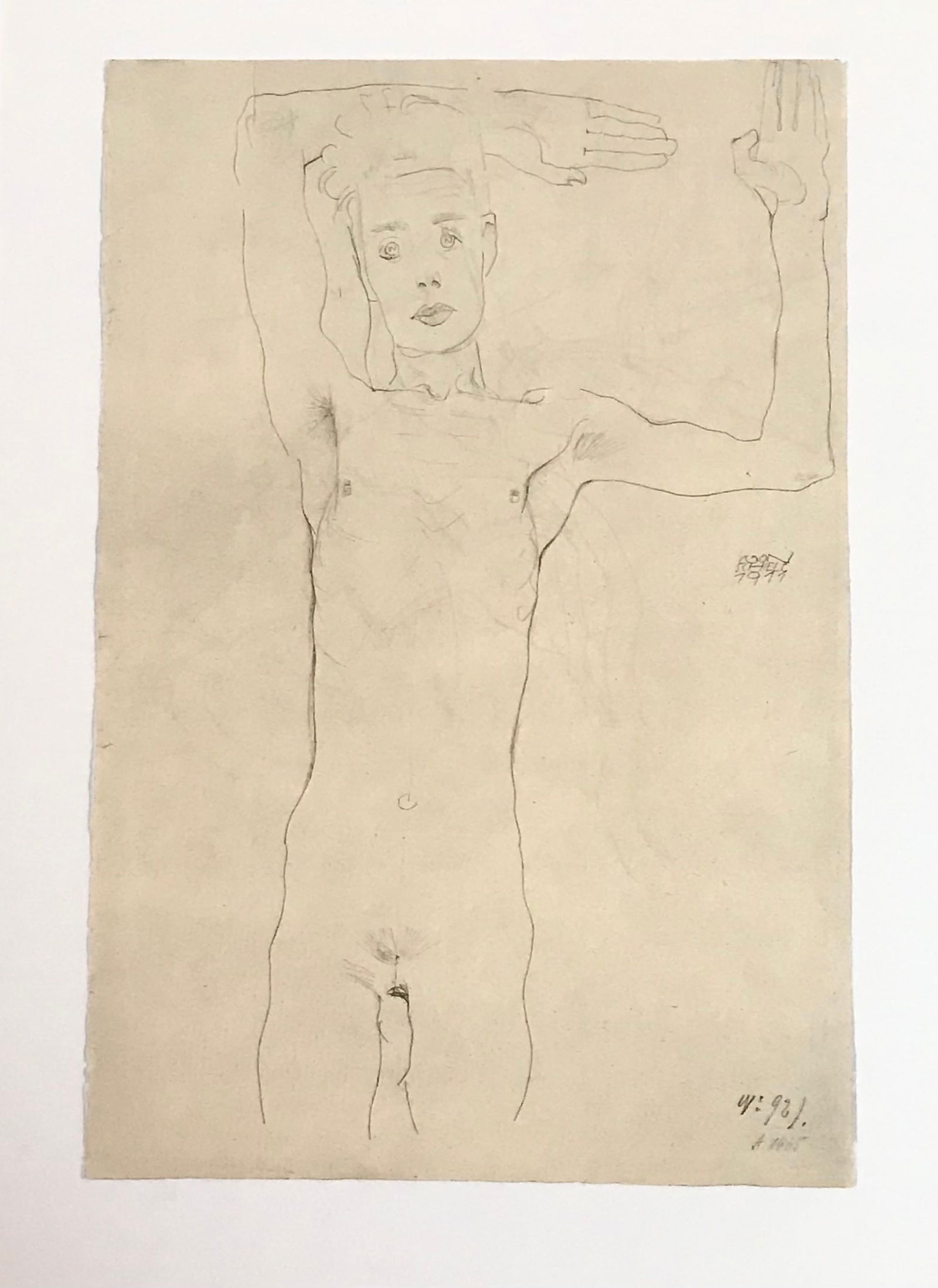 1981 Egon Schiele 36 Erotic Drawing Standing Male Figure: Title: 1981 Egon Schiele 36 Erotic Drawing Standing Male Figure Artist: Egon Schiele, Egon Schiele Erotic Drawings Description: Artist: Egon Schiele Country: Austria Title: Standing Male Figure (after
