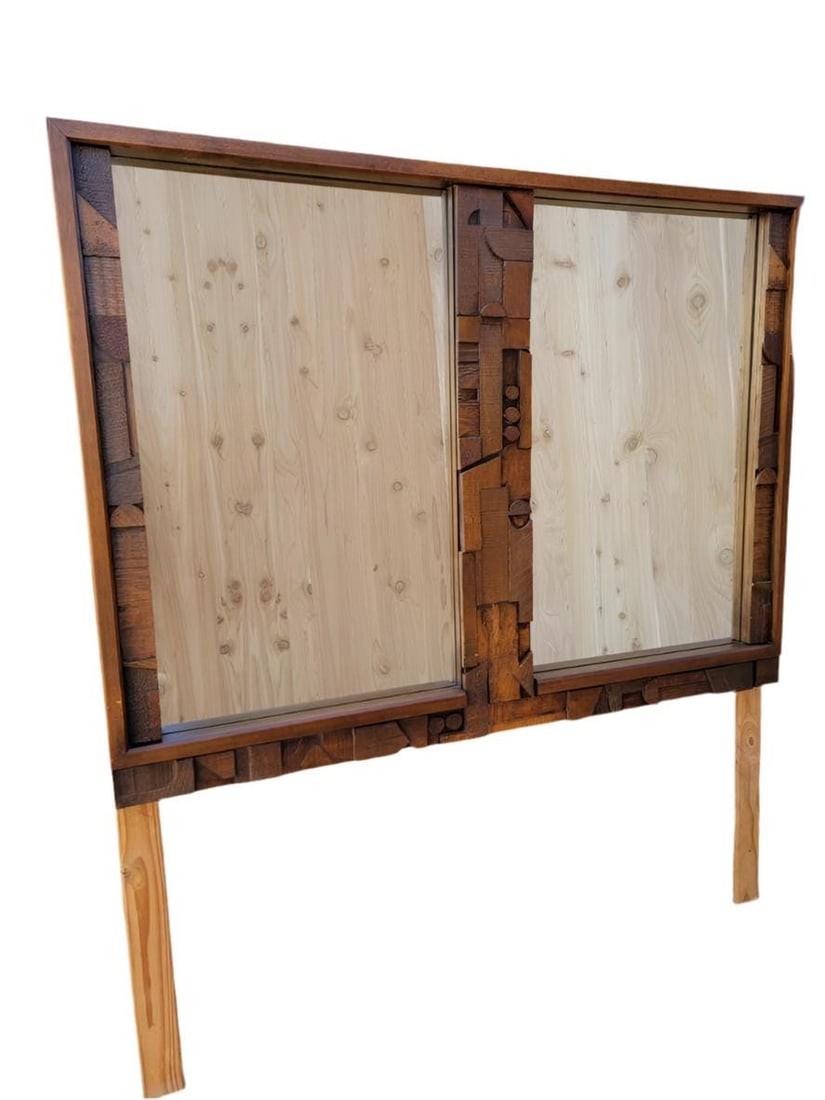 Mid Century Modern Paul Evans Style Brutalist Double Frame by Lane "Pueblo" Collection: Materials: glass, mirror, wood Mid Century Modern Paul Evans Style Brutalist Double Frame by Lane "Pueblo" Collection A gorgeous Paul Evans style walnut Brutalist framed double mirror frame by Lane "P