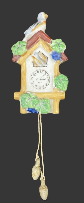 Vintage 1920's Wall Pocket Vase Planter Cuckoo Clock Birds Birdhouse Japan (1 of 1)