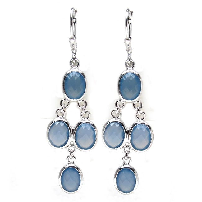 Earrings: Blue Chelcedonia Briolite Oval 8x6mm: Title: Earrings: Blue Chelcedonia Briolite Oval 8x6mmDescription: Blue Chelcedonia Briolite Oval 8x6mm - 8PcsDate/Period: After 2000Materials: 925 Silver W/RhodiumTotal Weight: 6.98Gem Weight: 10.4Met