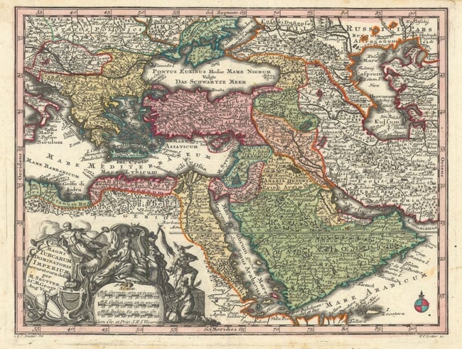 Magni Turcarum Dominatoris Imperium… Mid East. Ottoman Empire. Seutter c1744 map (1 of 1)