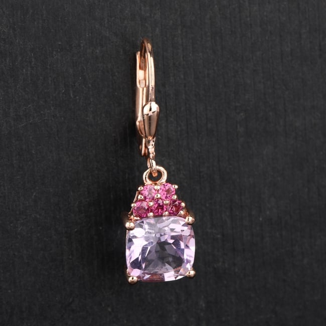 Earrings: Pink Amethyst Cushion 8.00mm (1 of 1)