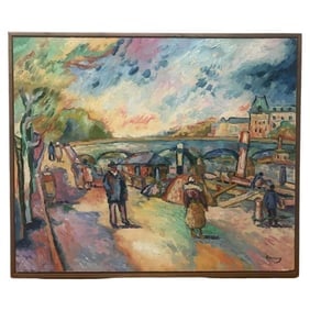 Les Quais De Conti Post Impressionist Oil on Canvas by Fauvist Pat. F. Wilson (1 of 1)