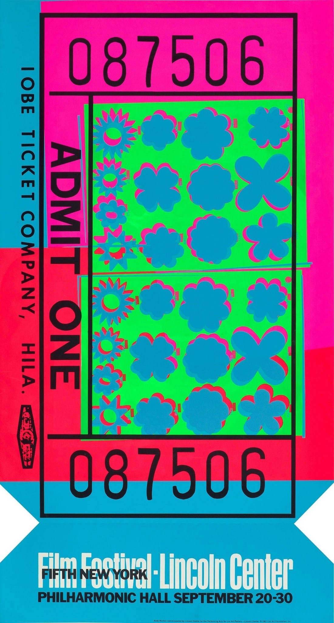 Andy Warhol Lincoln Center Ticket Print: Title: Andy Warhol Lincoln Center Ticket Print Description: Andy Warhol Lincoln Center Ticket Print measuring at 44.5x23.75 inches Dimensions: 44.5x23.75" Reserve: $80.00 Shipping: Domestic: Flat-rate