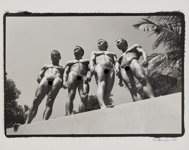 Tom Bianchi Four Men on a Wall Photo Print: Title: Tom Bianchi Four Men on a Wall Photo Print Description: Tom Bianchi Four Men on a Wall Photo Print measuring at 16x20 inches Dimensions: 16x20" Reserve: $50.00 Shipping: Domestic: Flat-rate of