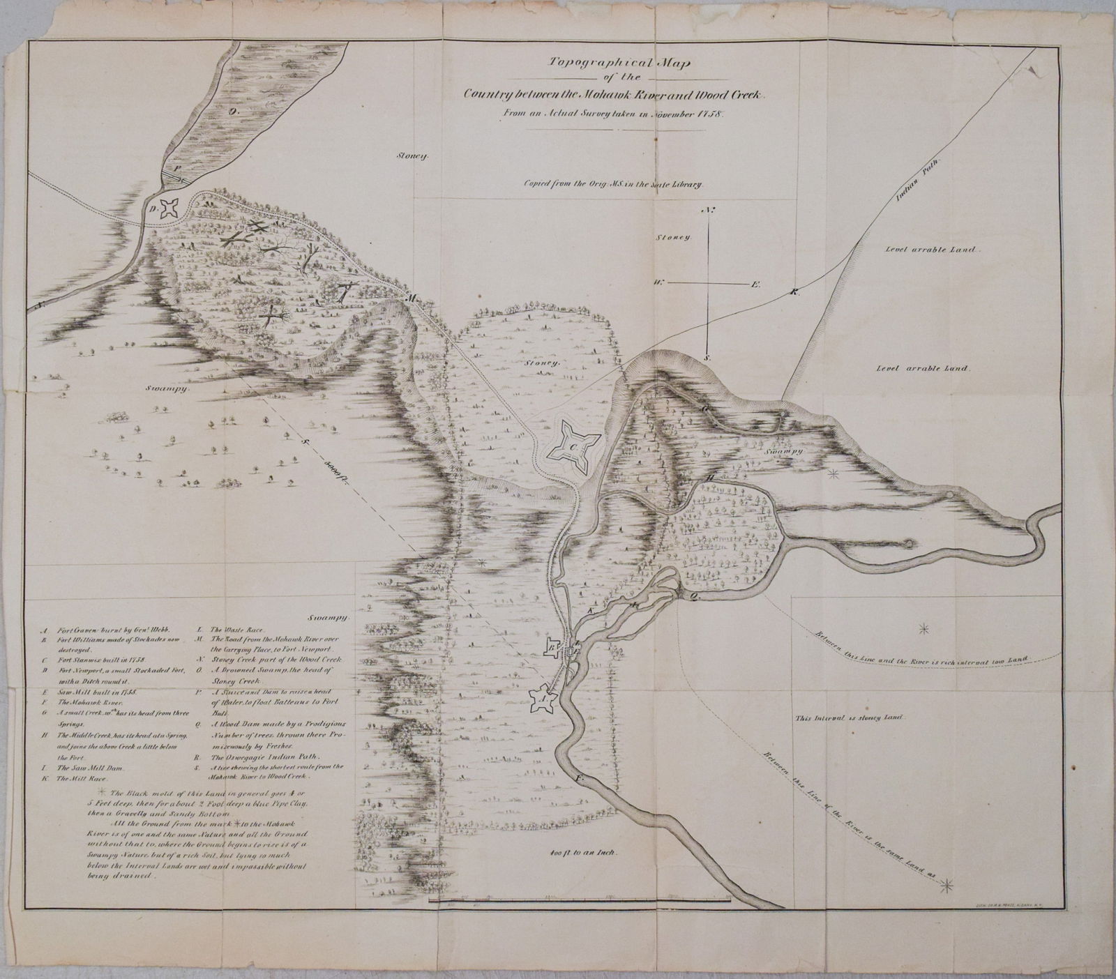 1758 but 1850 Pease Map Near Rome, New York -- Topographical map of the Country between the Mohawk (1 of 1)