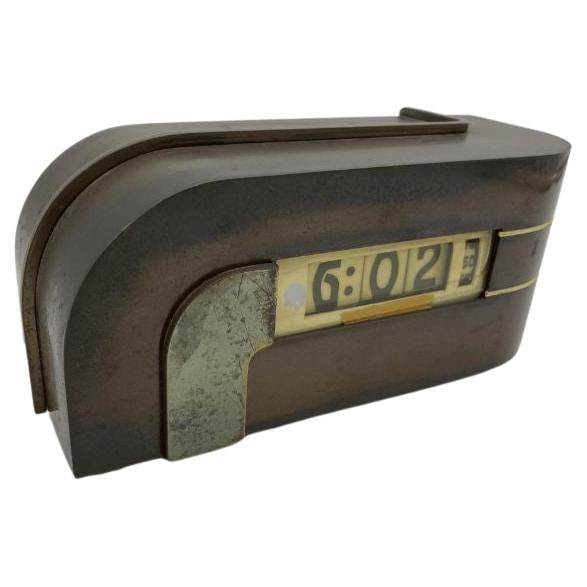 KEM Weber Model 304 "Zephyr" Copper Digital Clock by Lawson, circa 1934: Title: KEM Weber Model 304 "Zephyr" Copper Digital Clock by Lawson, circa 1934 Description: Great design burnished bronze and brass with ivory enameled trim fantastic Machine Age design electric clock