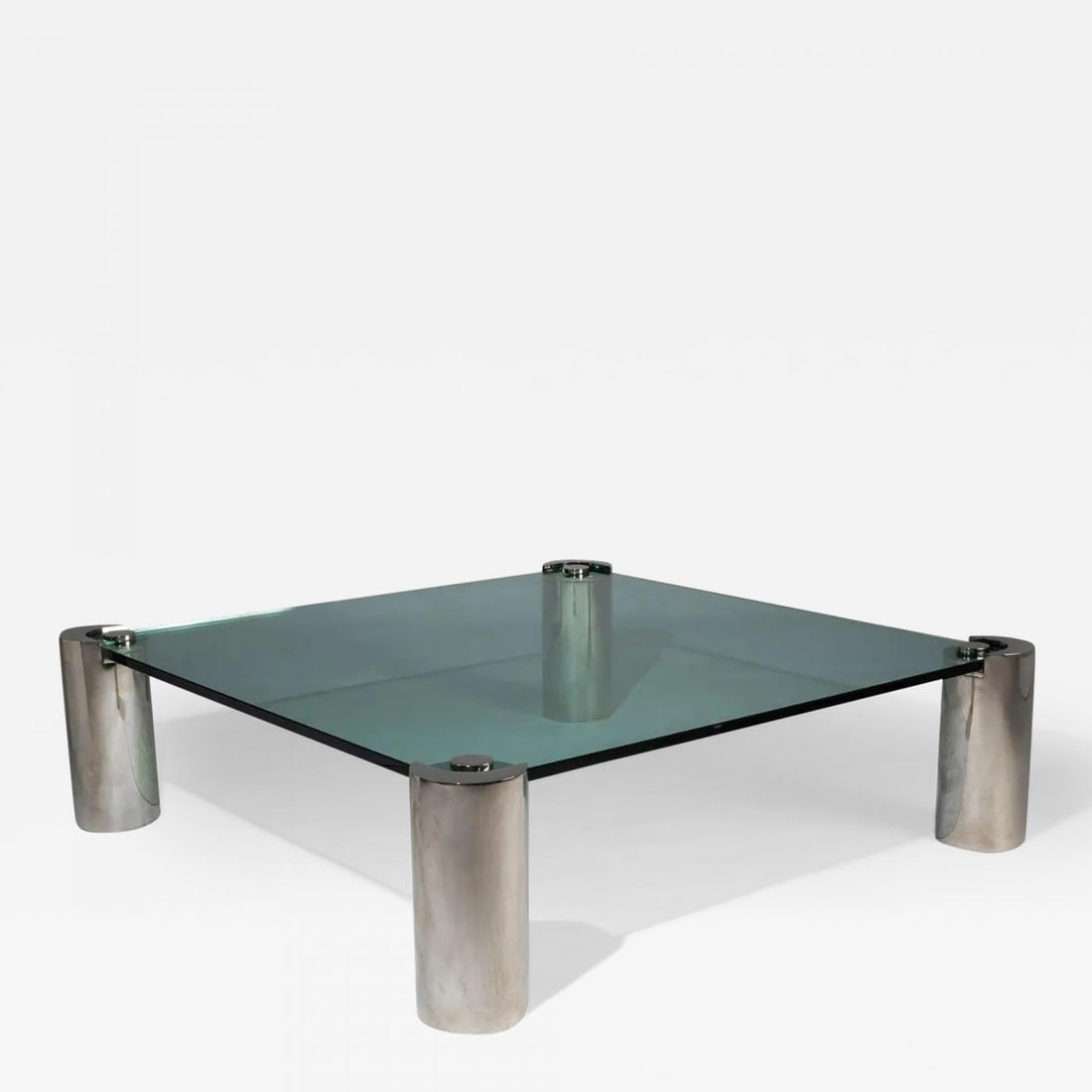 Mid-Century Modern Karl Springer Signed Chrome Coffee, Cocktail Table, Glass Top: Description: Mid-Century Modern Karl Springer Signed Chrome Coffee, Cocktail Table, Glass Top Karl Springer Chrome Coffee, Cocktail Table, Glass Top. Base having the impressed signature. A large and i