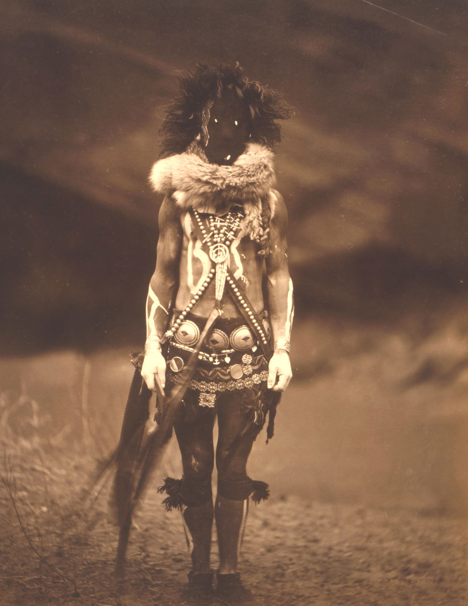 1904, 19X13" NAYENEZGANI. NAVAJO DIETY. BY EDWARD S. CURTIS: Title: 1904, 19X13" NAYENEZGANI. NAVAJO DIETY. BY EDWARD S. CURTIS Artist/Source: EDWARD SHERIFF CURTIS SEE TITLE Dimensions: 19X13 Description: || UNITED STATES SHIPPING ONLY! || This lot is a Dye Ba