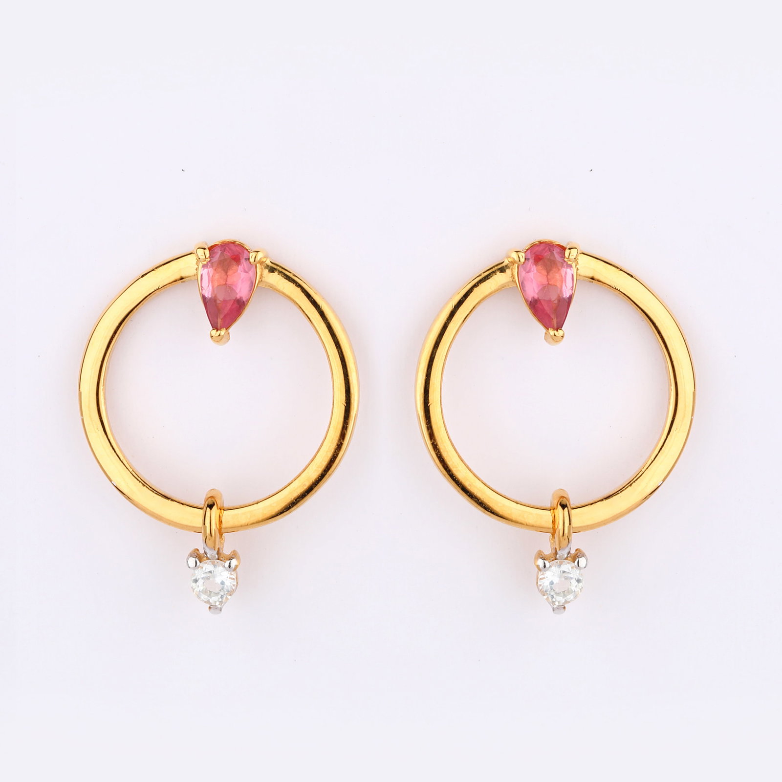 Ring: Pink Tourmaline Pears 5x3mm: Title: Ring: Pink Tourmaline Pears 5x3mm Description: Pink Tourmaline Pears 5x3mm - 1Pc + White Topaz Round 2.50mm - 1Pc ( White Pan Rhodium ) ( Height : 4.30mm, Width : 15.25mm, Length : 20.05mm ) Da