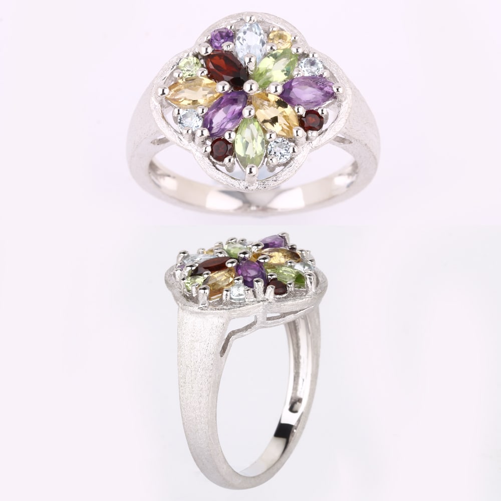 Ring: African Amethyst Round 2.00mm: Title: Ring: African Amethyst Round 2.00mm Description: African Amethyst Round 2.00mm - 1Pcs + Blue Topaz Round 2.00mm - 3Pcs + Citrine Round 2.00mm - 1Pcs + Peridot Round 2.00mm - 1Pcs + Garnet Round