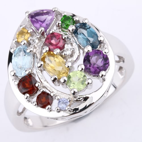 Ring: Blue Topaz Oval 5x3mm: Title: Ring: Blue Topaz Oval 5x3mm Description: Blue Topaz Oval 5x3mm - 1Pcs + Citrine Oval 5x3mm - 1Pcs + Rhodolite Round 3.00mm - 1Pcs + African Amethyst Trillion 4.00mm - 1Pcs + African Amethyst Ro