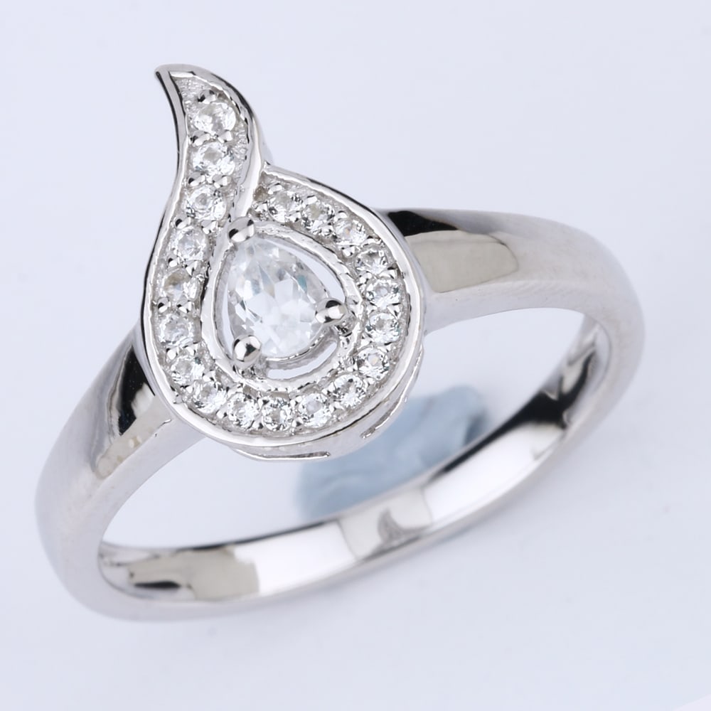 Ring: White Topaz Pears 4x3mm: Title: Ring: White Topaz Pears 4x3mm Description: White Topaz Pears 4x3mm - 1Pcs + White Topaz Round 1.30mm - 3Pcs + White Topaz Round 1.20mm - 3Pcs + White Topaz Round 1.00mm - 13Pcs Date/Period: Aft