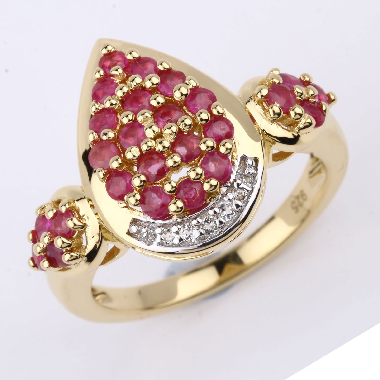 Ring: Bkk Ruby Round 2.00mm: Title: Ring: Bkk Ruby Round 2.00mm Description: Bkk Ruby Round 2.00mm - 25Pcs + White Topaz Round 1.30mm - 3Pcs + White Topaz Round 1.10mm - 2Pcs + White Topaz Round 0.90mm - 2Pcs Date/Period: After 2