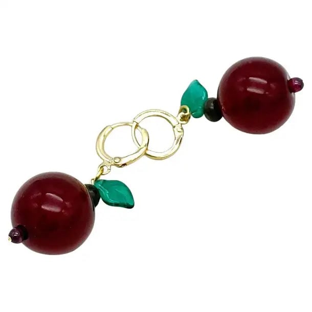 Cherry Bakelite and Gold Filled Earrings - 2