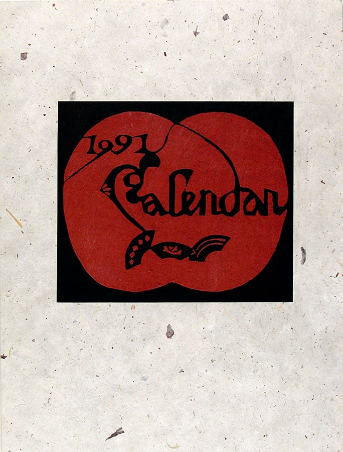 Keisuke SERIZAWA: Calendar of the year 1991: Artist: Keisuke SERIZAWA Title:Calendar of the year 1991 Series: A stencil-dyed calendar with twelve prints, one for each month, plus printed envelope. Date:1991 Medium:woodblock printed on thick 'koz