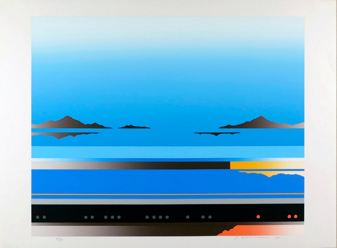 SAWADA, Tetsuro (1935-99): Abstract Blue Horizon: Artist: SAWADA, Tetsuro (1935-99) Title:Abstract Blue Horizon Series: (Limited edition, no.: # 49/50) Publisher:self-published Date:1977 ('77' in pencil) Medium:Silkscreen Size/Format:30 1/2" x 22 1/2