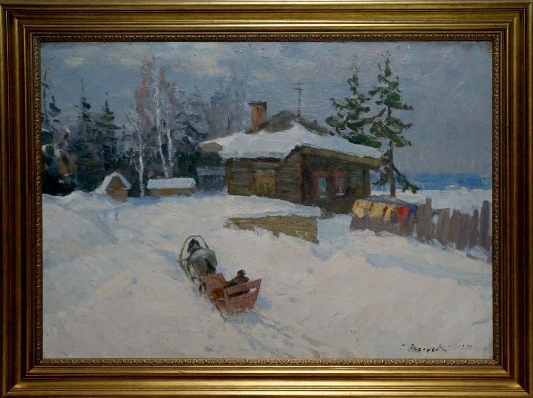 Oil painting Winter landscape Vasetsky Grigory Stepanovich (1 of 10)