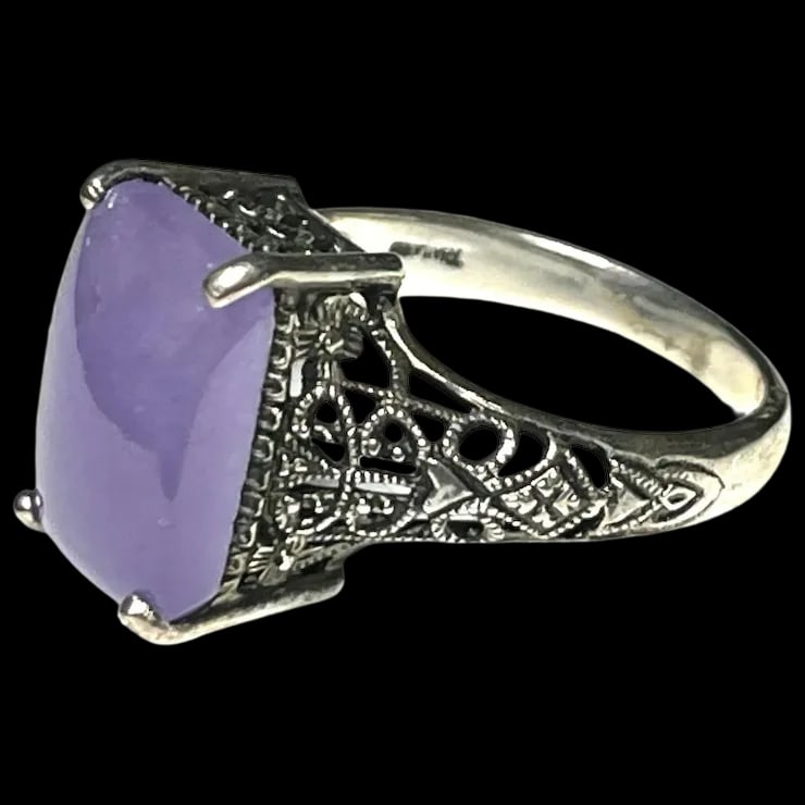Vintage Sterling Silver Filigree Purple Gemstone Statement Ring (1 of 6)