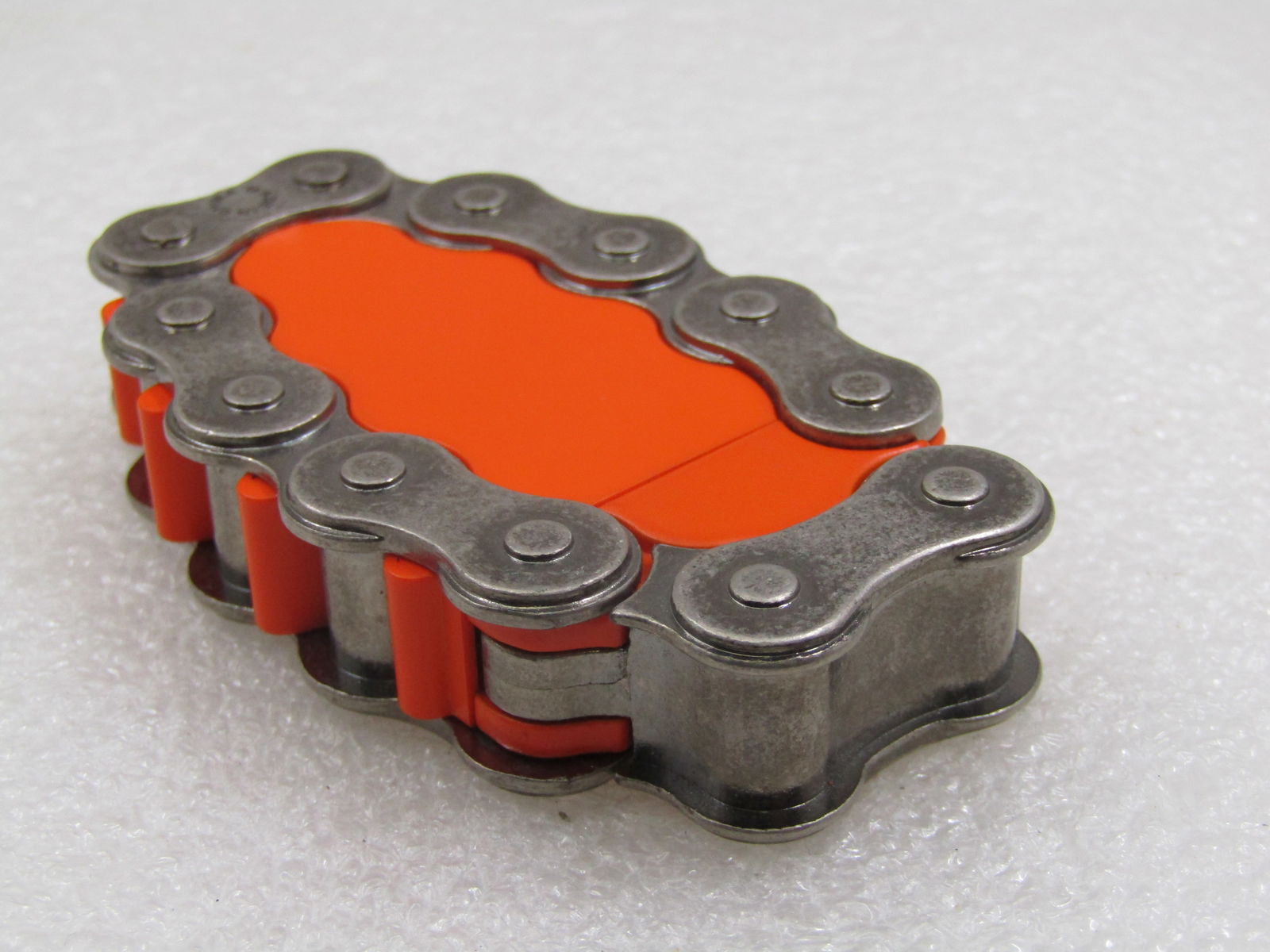 Biker Cigarette Lighter, Motorcycle Chain, Orange, 3" (1 of 6)