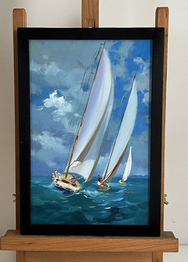 Oil painting Sailboats at sea Yuriy Suprunchuk (1 of 11)