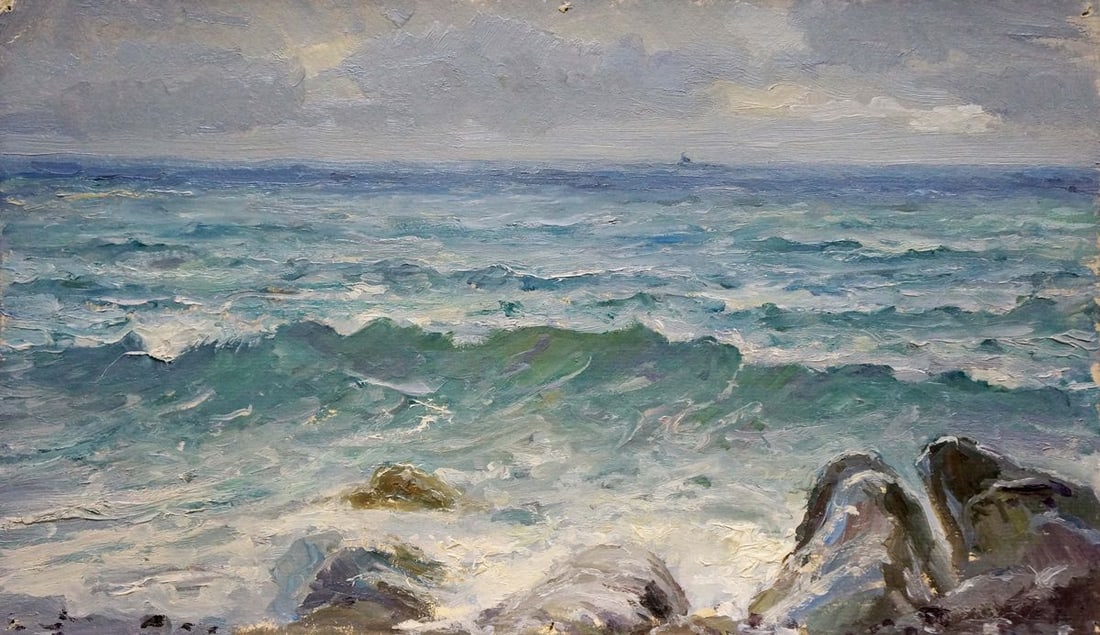 Oil painting Seascape Strelov Arkady Efimovich: Title: Oil painting Seascape Strelov Arkady Efimovich Description: Verns 511 *** ABOUT THIS PAINTING *** * TITLE: "Seascape" * ARTISTS: Strelov Arkady Efimovich * SIZE: 30x50 cm/'11.81x19.68 inches' *