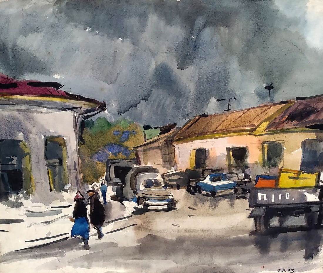 Watercolor painting It's starting to rain Litvinov Oleg Arkad'yevich (1 of 7)