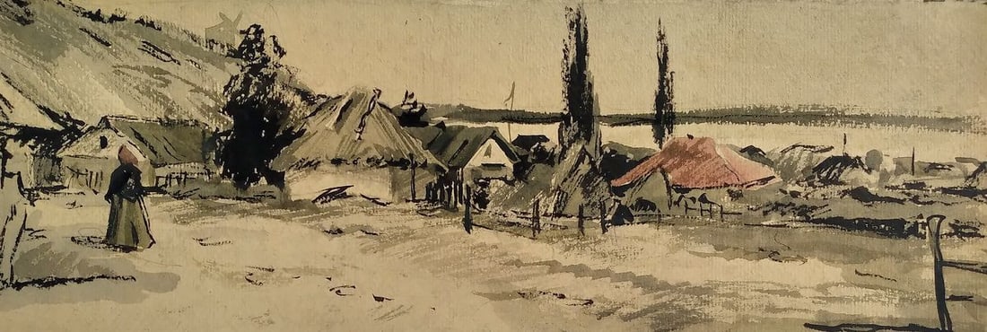 Watercolor painting Village Litvinov Oleg Arkad'yevich (1 of 5)
