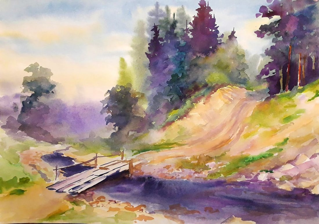 Watercolor painting Bridge Serdyuk Boris Petrovich (1 of 5)