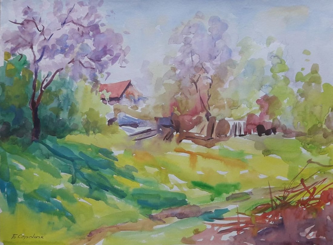 Watercolor painting in the country Serdyuk Boris Petrovich (1 of 6)