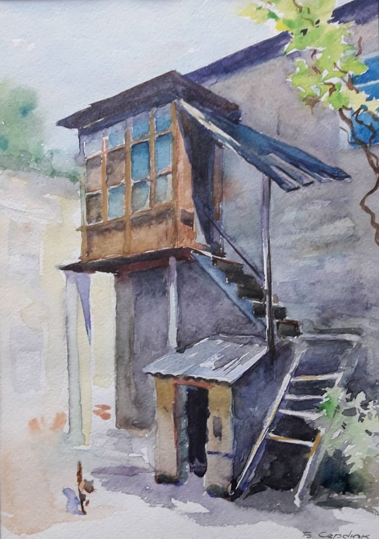 Watercolor painting Odesa courtyard Serdyuk Boris Petrovich (1 of 6)