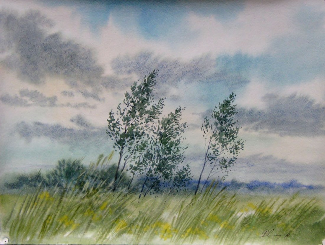 Watercolor painting The breeze blew Kalebets Valery (1 of 5)