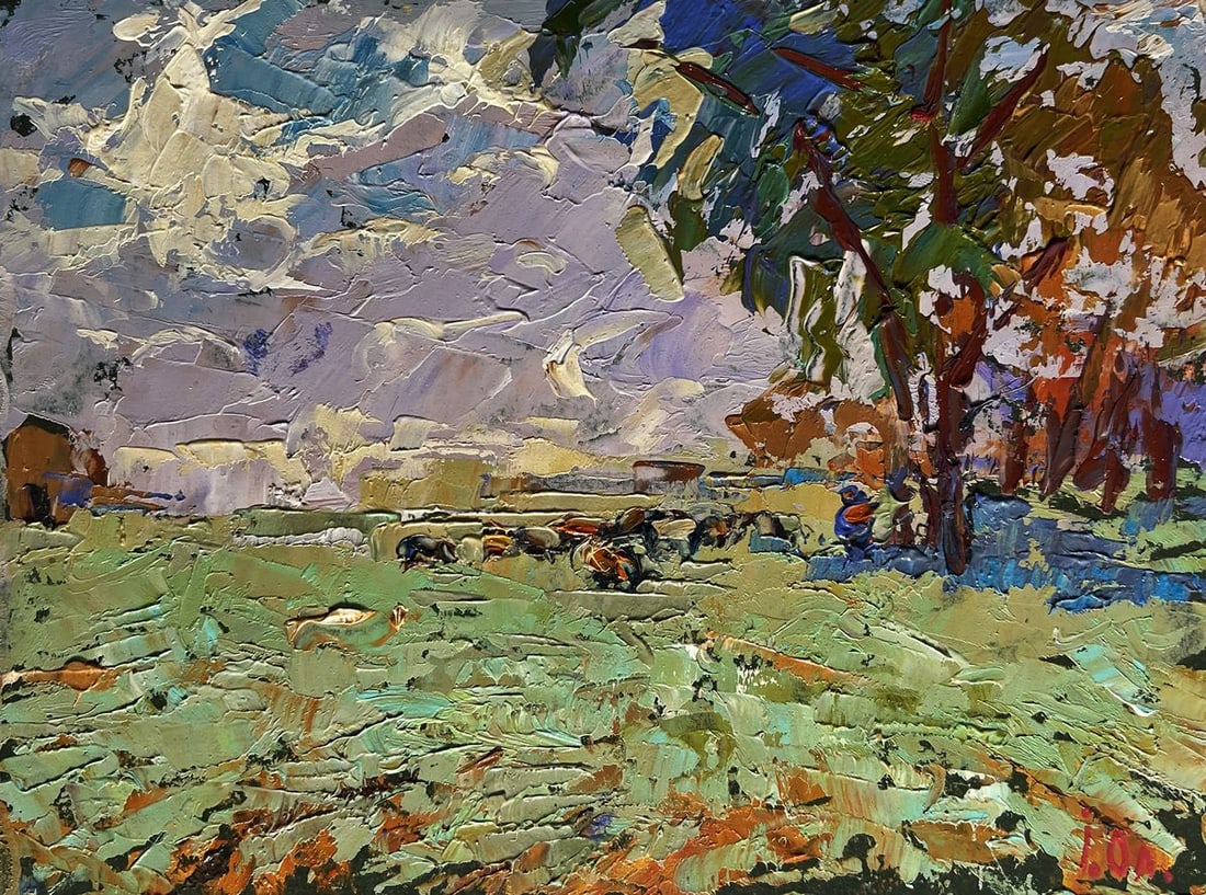 Oil painting Shepherd in the field Alex Kalenyuk (1 of 10)