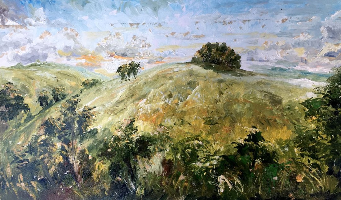 Oil painting Mountain fields Unknown artist (1 of 11)