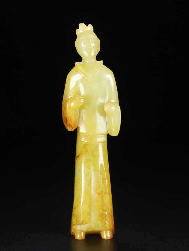 Superb Vintage Chinese Hetian Jade Carved Figure Statue (1 of 9)