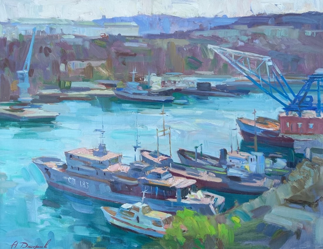 Oil painting Quiet Harbor Alex Ditriev (1 of 9)