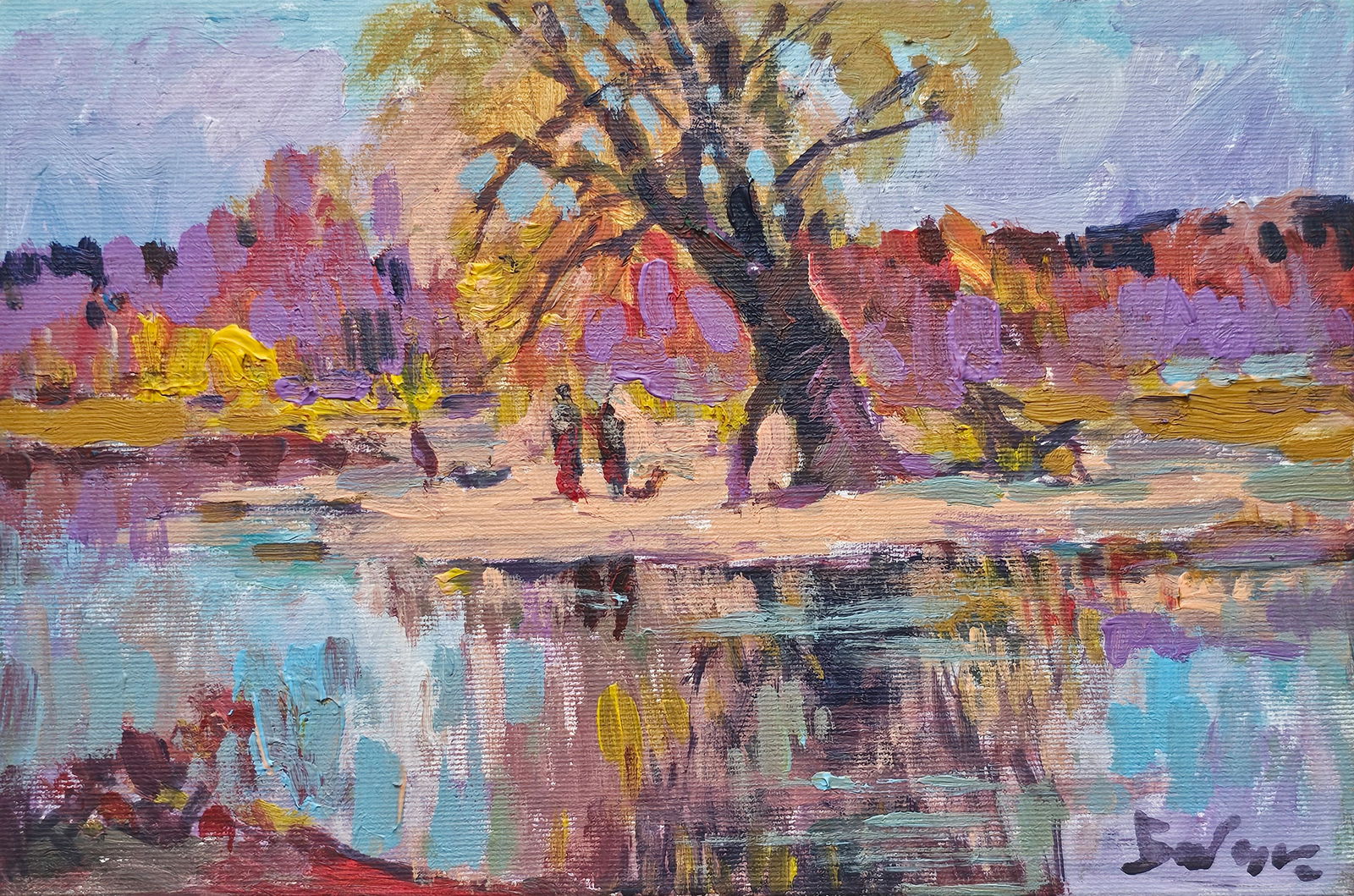 Acrylic painting old willow Vyacheslav Petrovich Babac (1 of 10)