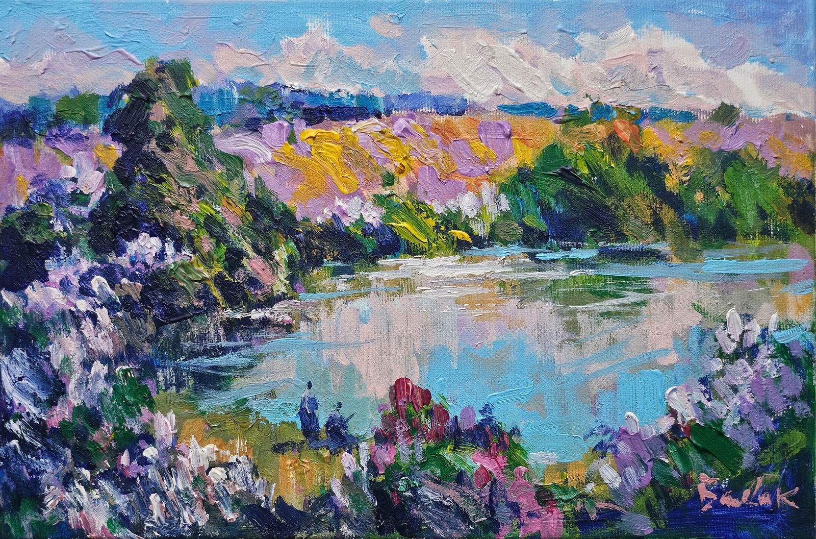 Acrylic painting lake Vyacheslav Petrovich Babac (1 of 10)