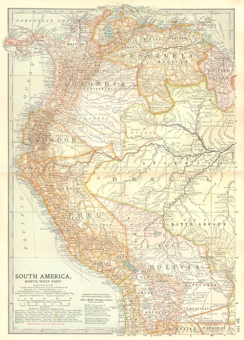 PERU BOLIVIA CHILE.shows battles/dates inc.War of the Pacific 1877-80 1903 map: Title: PERU BOLIVIA CHILE.shows battles/dates inc.War of the Pacific 1877-80 1903 map Description: South America, North-Western part: Bolivia, British Guiana, Colombia, Ecuador, Guiana, Peru, Venezuel