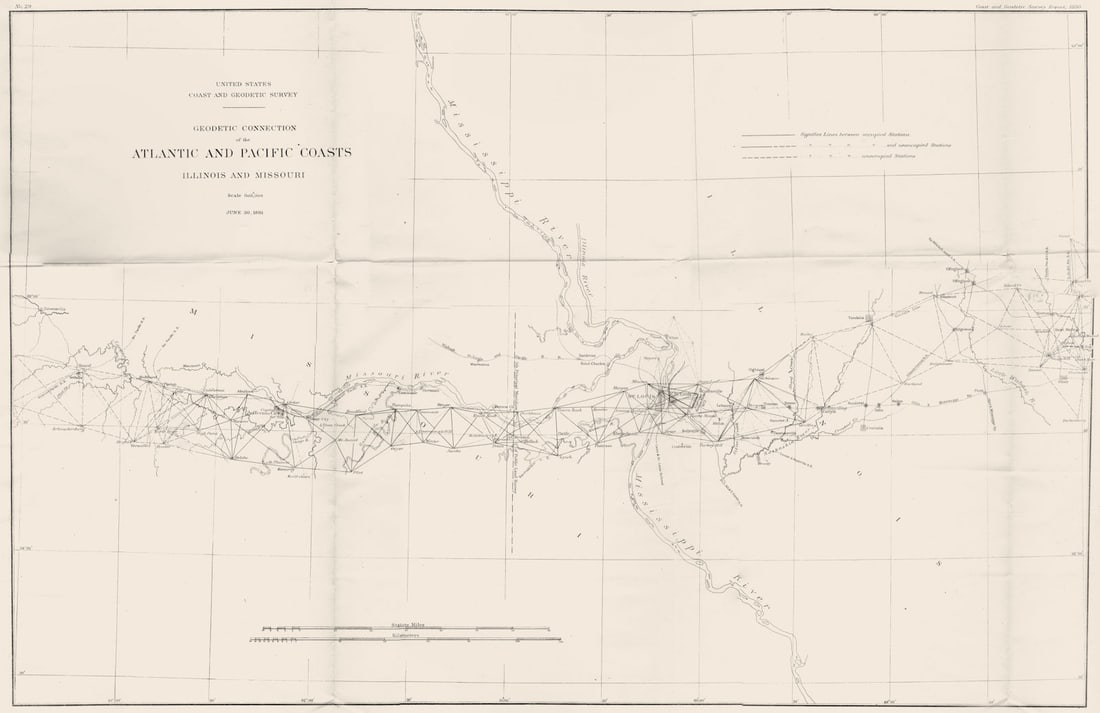 USCGS Triangulation. Atlantic-Pacific coasts ILLINOIS MISSOURI St Louis 1881 map (1 of 1)