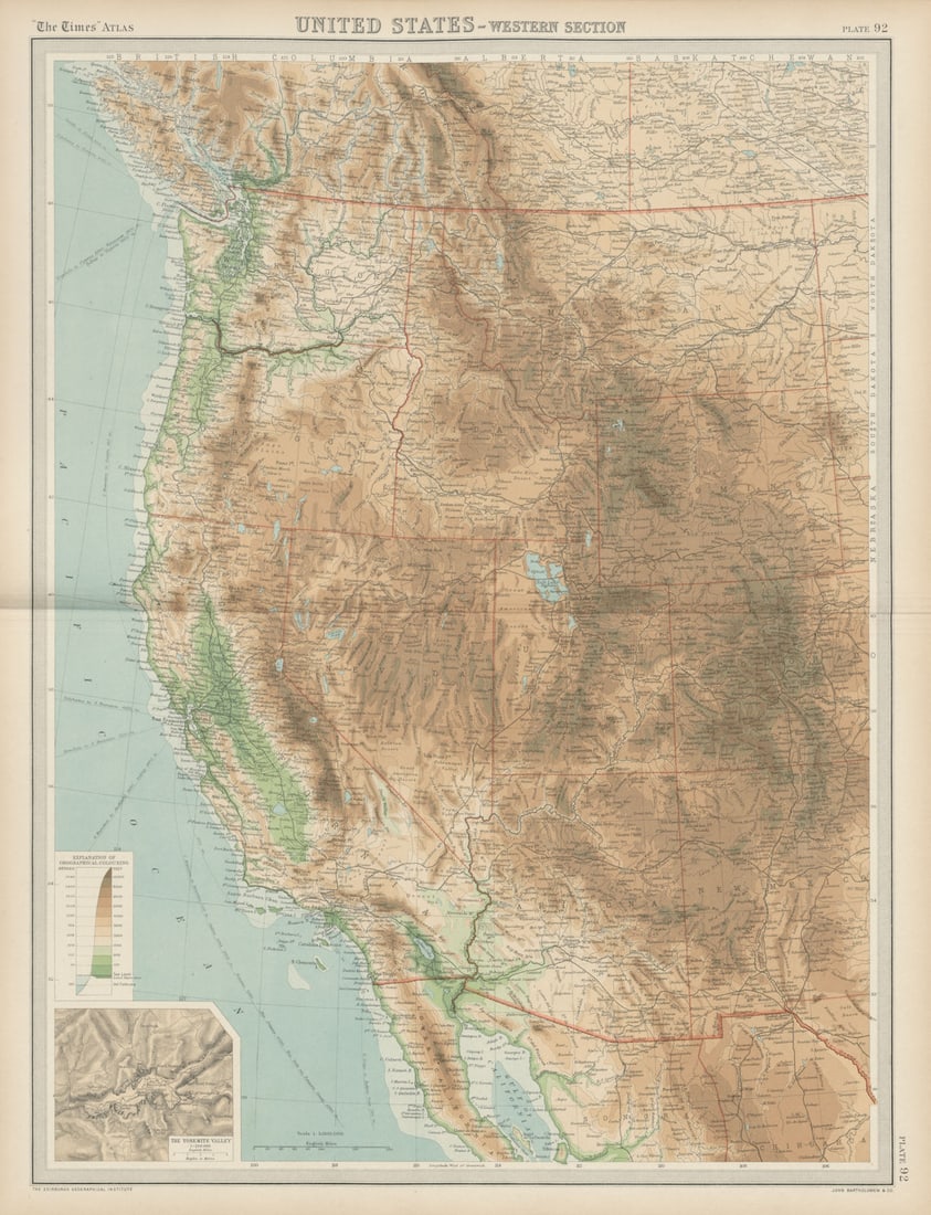 Western United States. Rocky Mountains. California Pacific NW USA TIMES 1922 map (1 of 1)